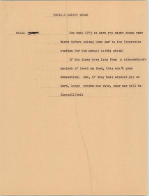 Primary view of object titled '[News Script: Vehicle safety code]'.