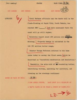 Primary view of object titled '[News Script: Floods]'.