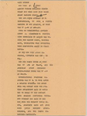 Primary view of object titled '[News Script: Wall Street]'.