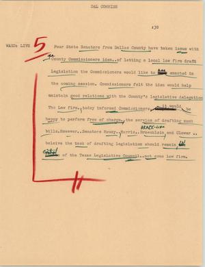 Primary view of object titled '[News Script: Dallas commissioner]'.