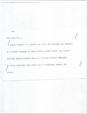 Primary view of object titled '[News Script: Armed hijacker]'.