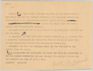 Primary view of object titled '[News Script: Highway building]'.