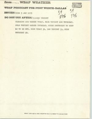 Primary view of object titled '[News Script: Weather forecast]'.