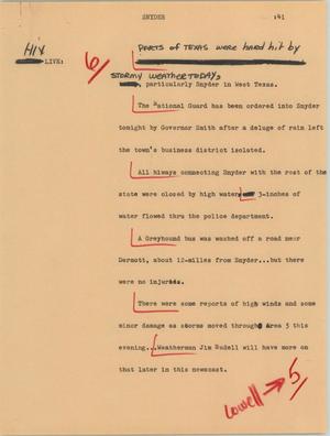 Primary view of object titled '[News Script: Snyder]'.