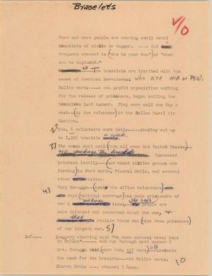 Primary view of object titled '[News Script: Bracelets]'.