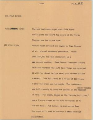 Primary view of object titled '[News Script: Organ]'.