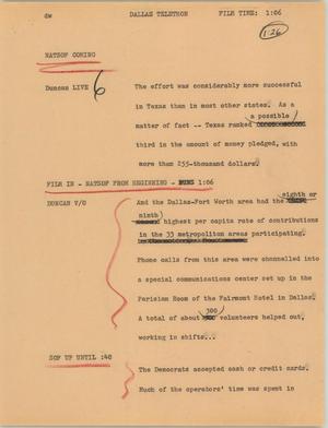 Primary view of object titled '[News Script: Dallas telethon]'.