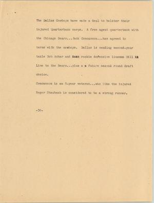 Primary view of object titled '[News Script: Dallas Cowboys]'.