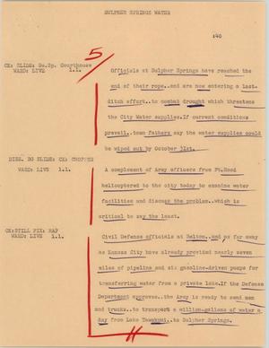 Primary view of object titled '[News Script: Sulphur Springs water]'.