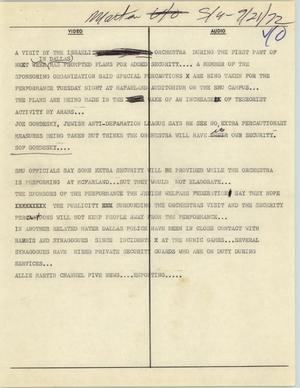 Primary view of object titled '[News Script: Orchestra visits Southern Methodist University]'.