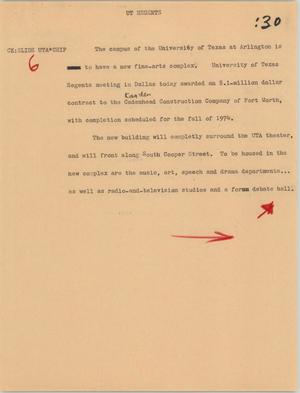 Primary view of object titled '[News Script: UT Regents]'.