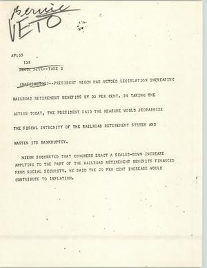 Primary view of object titled '[News Script: Veto]'.
