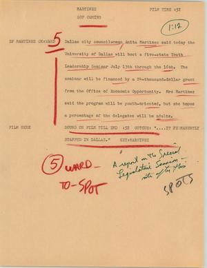 Primary view of object titled '[News Script: Martinez]'.