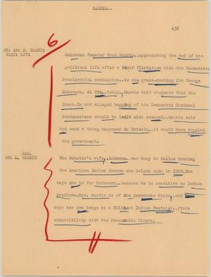 Primary view of object titled '[News Script: Harris]'.