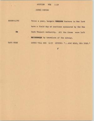 Primary view of object titled '[News Script: Auction]'.
