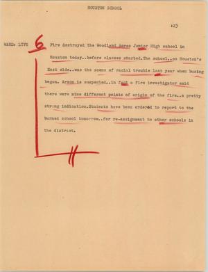 Primary view of object titled '[News Script: Houston school]'.