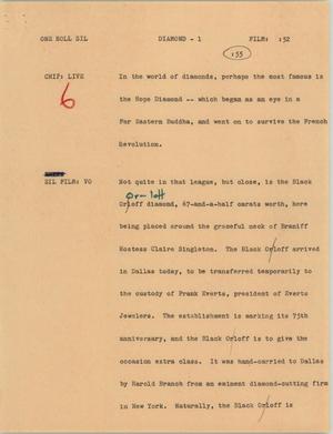 Primary view of object titled '[News Script: Diamond]'.