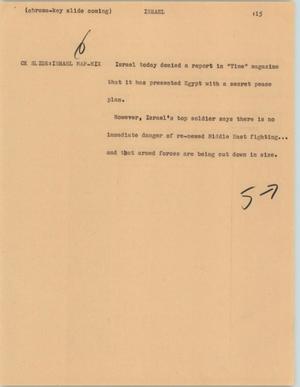 Primary view of object titled '[News Script: Israel]'.