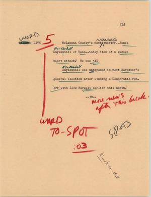 Primary view of object titled '[News Script: Kuykendall dead]'.