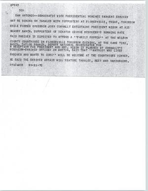 Primary view of object titled '[News Script: Shriver]'.