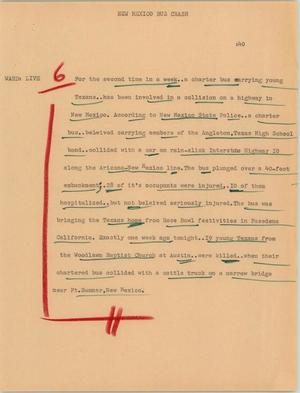 Primary view of object titled '[News Script: New Mexico bus crash]'.