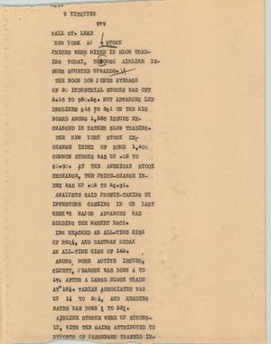 Primary view of object titled '[News Script: Wall Street lead]'.