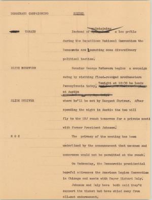 Primary view of object titled '[News Script: Democrats campaigning]'.