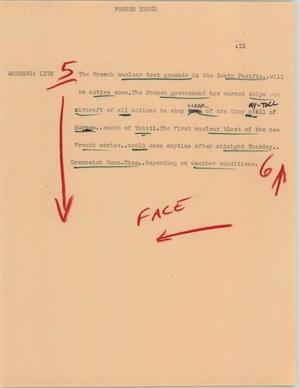 Primary view of object titled '[News Script: French tests]'.