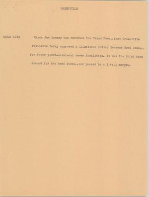 Primary view of object titled '[News Script: Greenville]'.