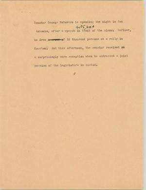 Primary view of object titled '[News Script: McGovern in San Antonio]'.