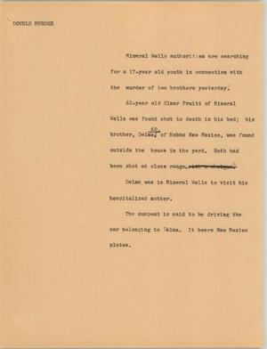 Primary view of object titled '[News Script: Double murder]'.