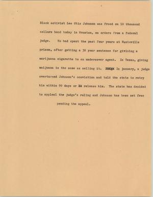 Primary view of object titled '[News Script: Johnson freed]'.