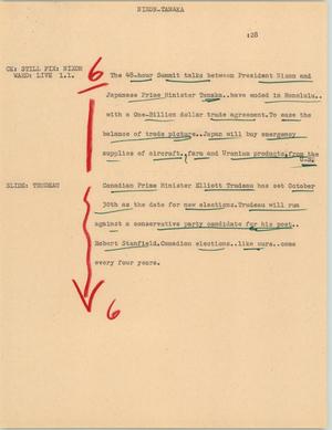 Primary view of object titled '[News Script: Nixon and Tanaka]'.