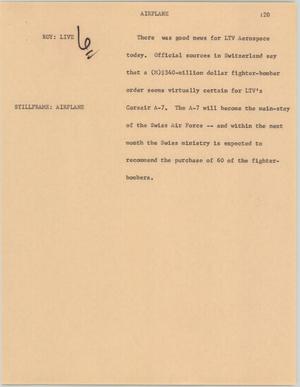 Primary view of object titled '[News Script: Airplane]'.