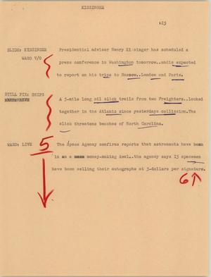Primary view of object titled '[News Script: Kissinger]'.