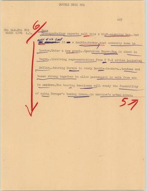 Primary view of object titled '[News Script: Double deck bus]'.