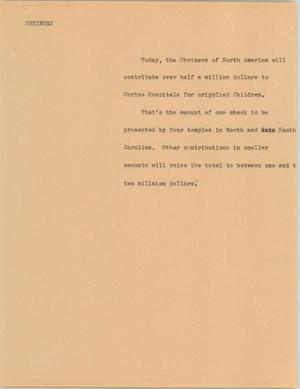 Primary view of object titled '[News Script: Shriners]'.
