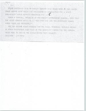 Primary view of object titled '[News Script: Soviet space mission]'.