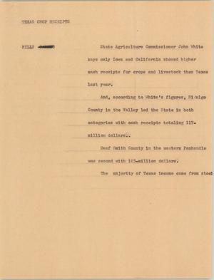 Primary view of object titled '[News Script: Texas crop receipts]'.