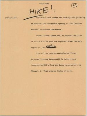 Primary view of object titled '[News Script: Governors]'.