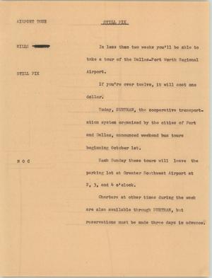 Primary view of object titled '[News Script: Airport tours]'.