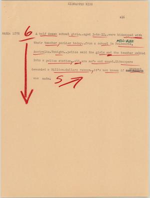 Primary view of object titled '[News Script: Kidnapped kids]'.