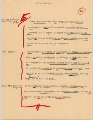 Primary view of object titled '[News Script: Texas politics]'.