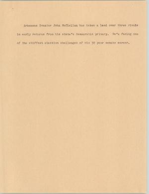 Primary view of object titled '[News Script: McClellan]'.
