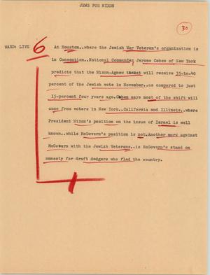 Primary view of object titled '[News Script: Jews for Nixon]'.