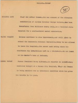 Primary view of object titled '[News Script: Wallace-Truman]'.