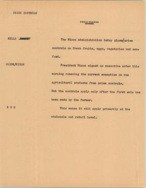 Primary view of object titled '[News Script: Price controls]'.