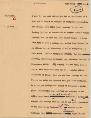 Primary view of object titled '[News Script: Killer weed]'.