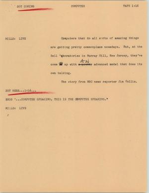 Primary view of object titled '[News Script: Computer]'.