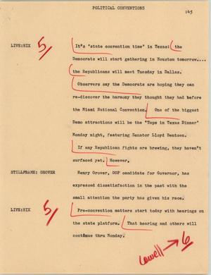 Primary view of object titled '[News Script: Political conventions]'.